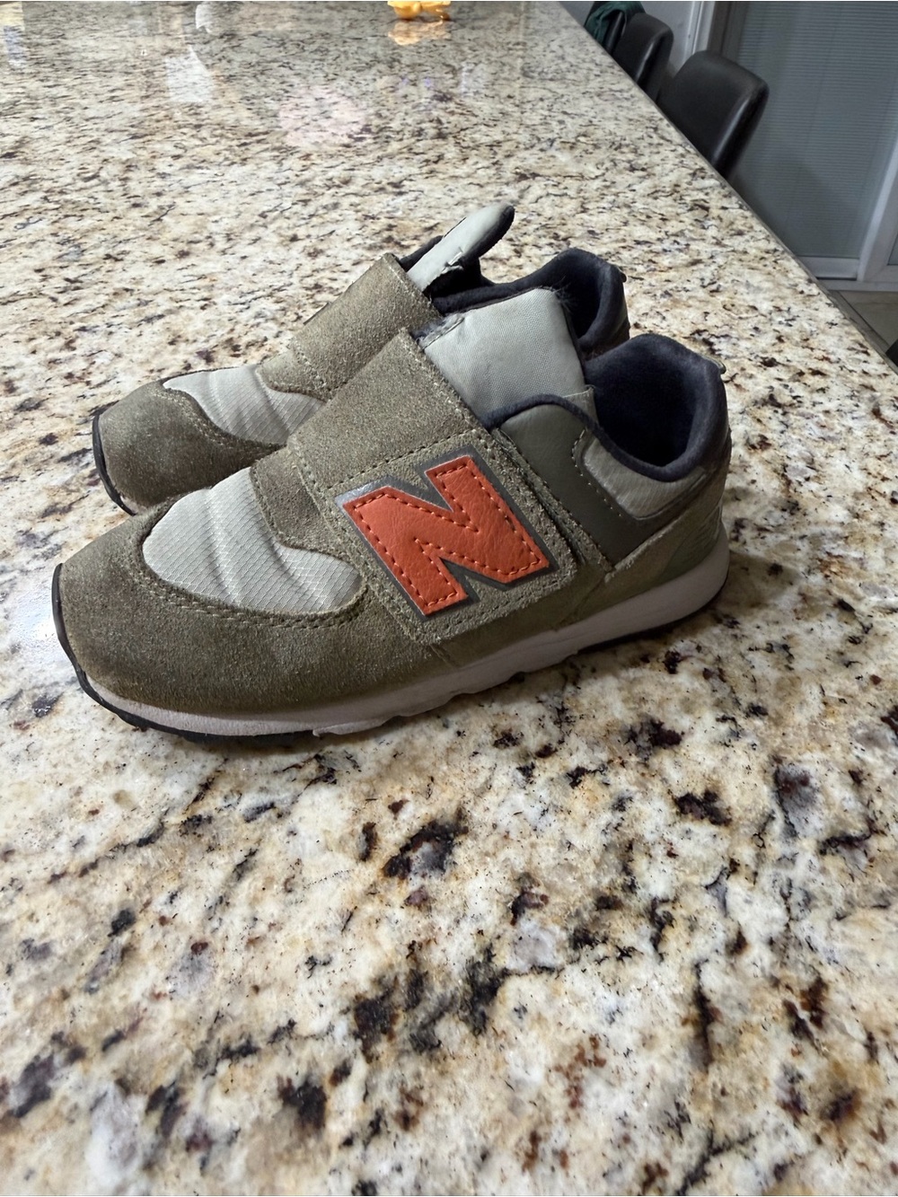 New Balance Kids Olive & Orange Velcro Sneakers - Picture 3 of 4